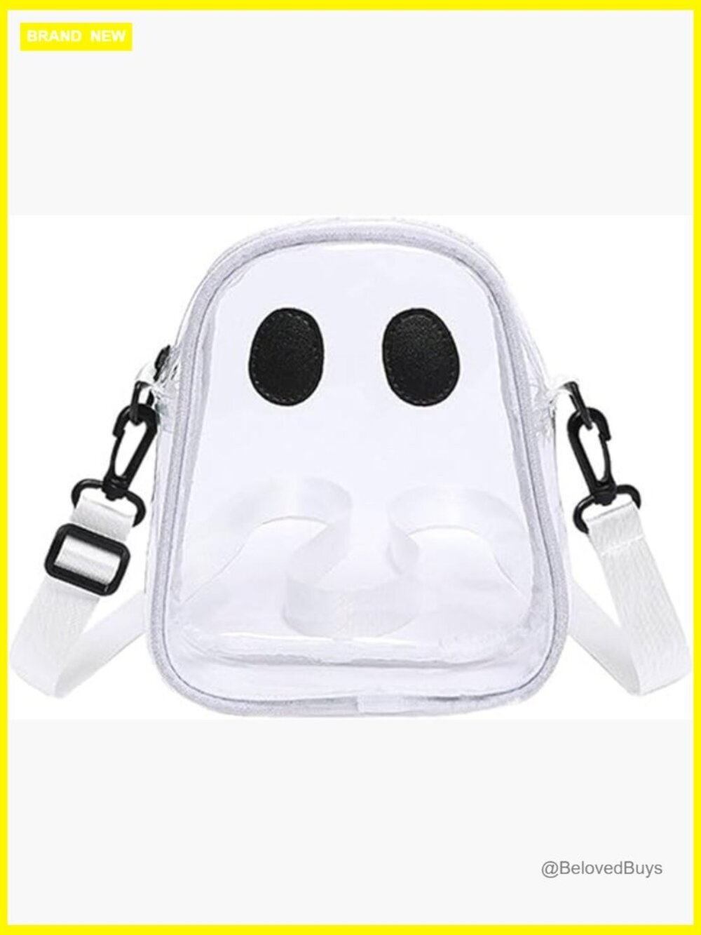 Clear Ghost Crossbody Purse Novelty Halloween Spooky Bag Adjustable Strap PVC